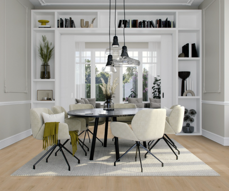 Warm eikenhouten PVC-vloer van Vivafloors, ideaal voor een knusse woonkamer, model Eiken 7230.