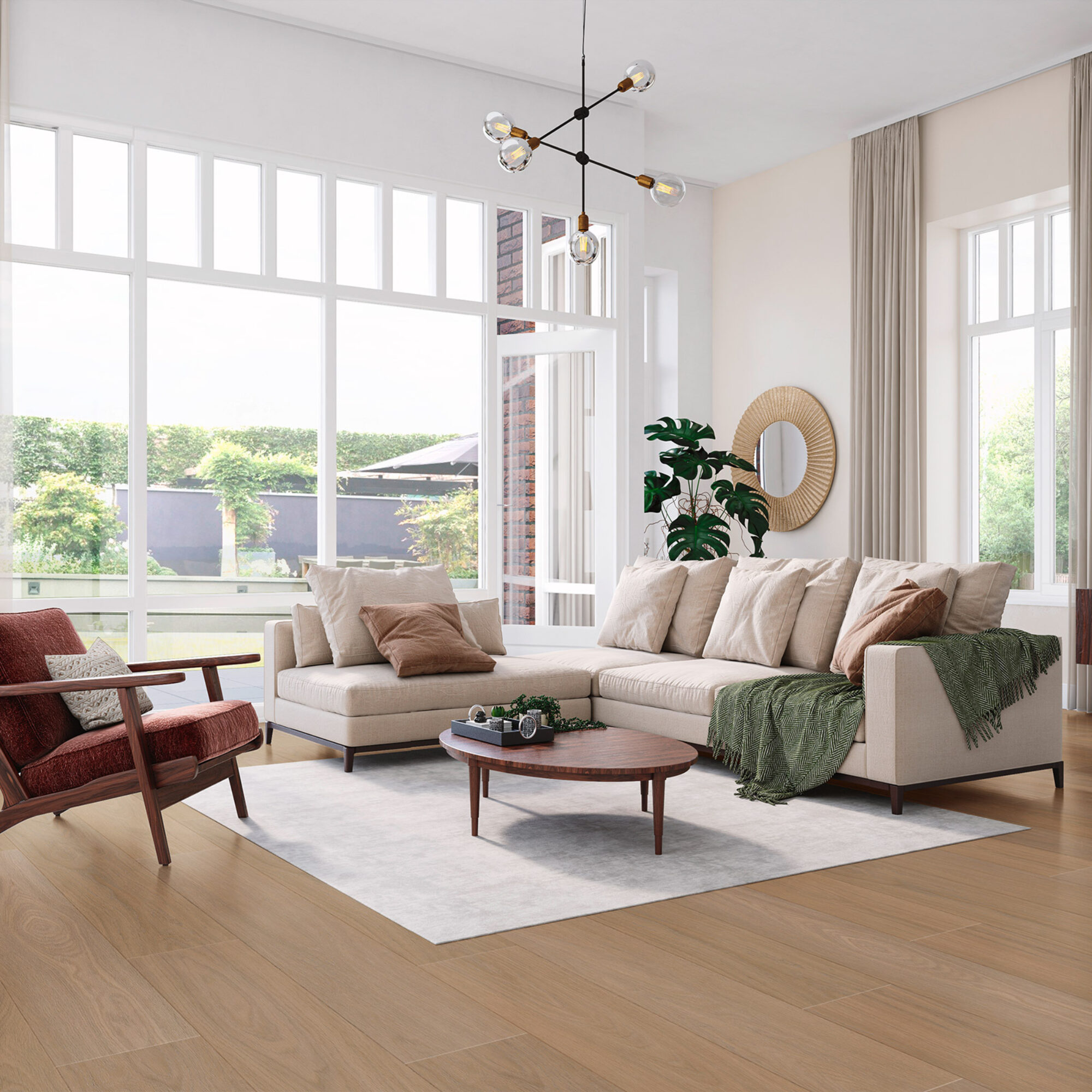 eiken pvc vloer 7880 voorbeeld in grote open woonkamer